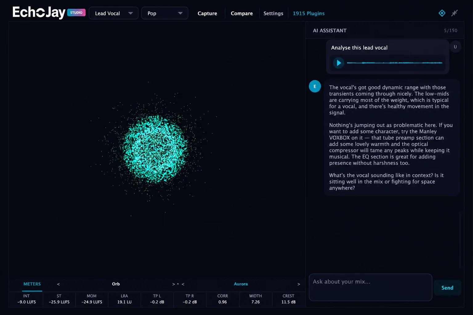 EchoJay analysing a Lead Vocal channel